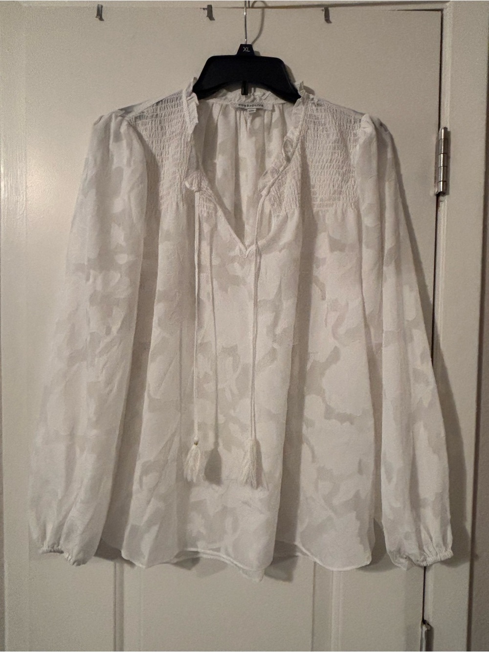 White sheer floral blouse
